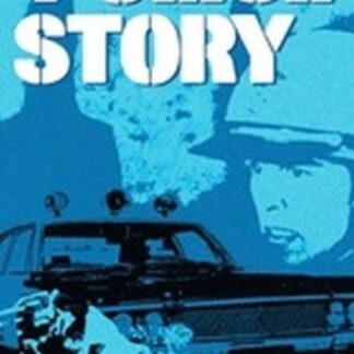 Poster with bold white text 'POLICE STORY' over a blue-toned image of a police car silhouette beneath the title.